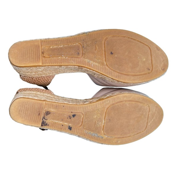 Women’s Tan Leather/Fabric Espadrilles w/Ankle Straps Made in Spain Size 40/US9 - Picture 11 of 13